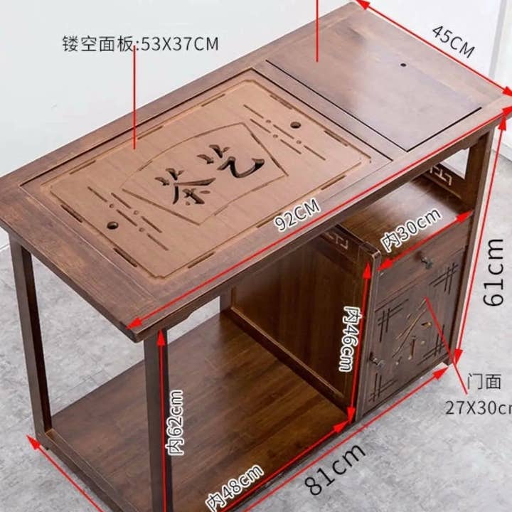 everythingbamboo – Bandeja de servir por atacado – Mesa de bambu Bamboo Gongfu Mesa de café Mesa de serviço com rodas