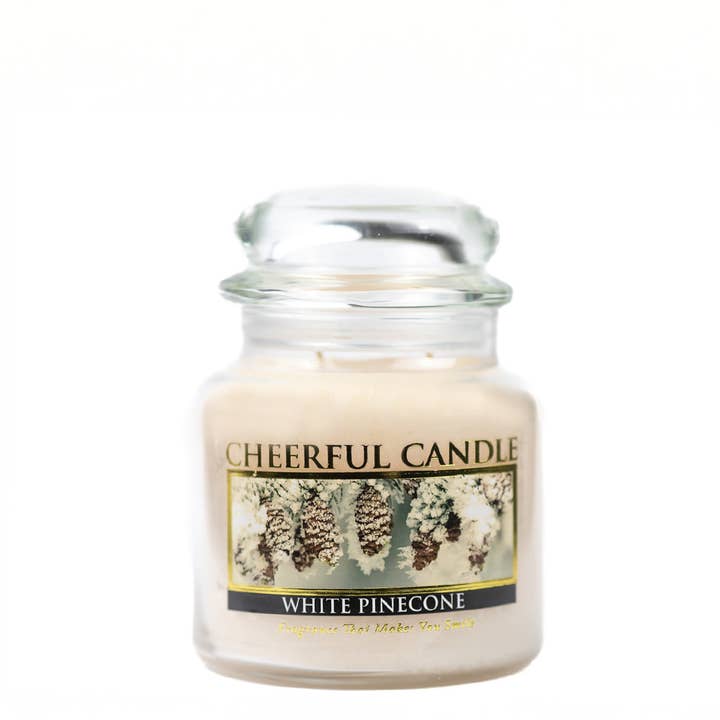 Cheerful Candle (16oz.) - White Pinecone for wholesale by A Cheerful Giver
