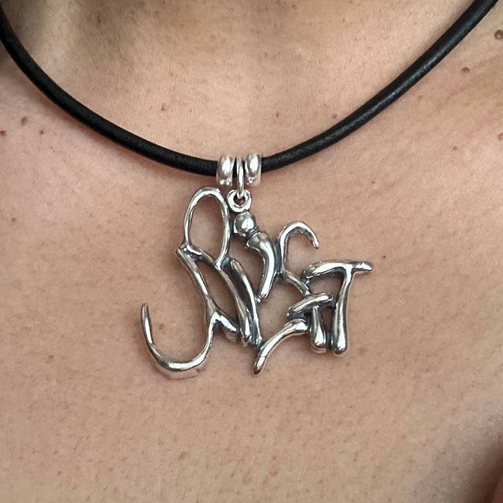 Uplift - Sterling Silver with Leather Necklace for wholesale by Stylized Heritage - Word Art Jewelry