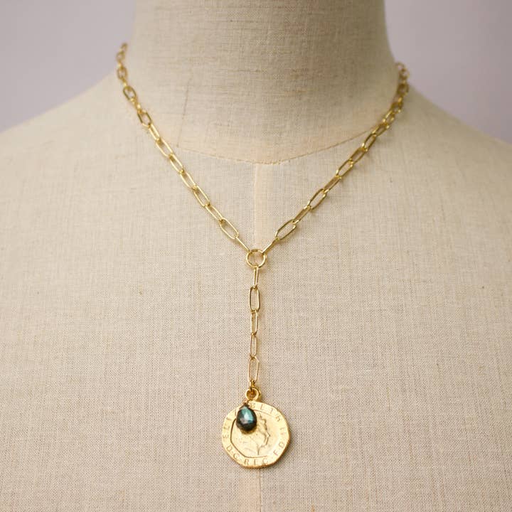 Coin & Semi Y Necklace for wholesale by a.v. max