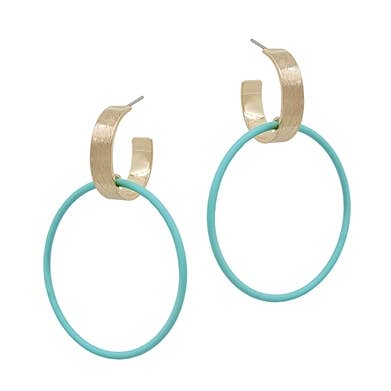 Guld Hoop med krikand farve belagt Metal cirkel 2" ørering for engroshandel hos What's Hot