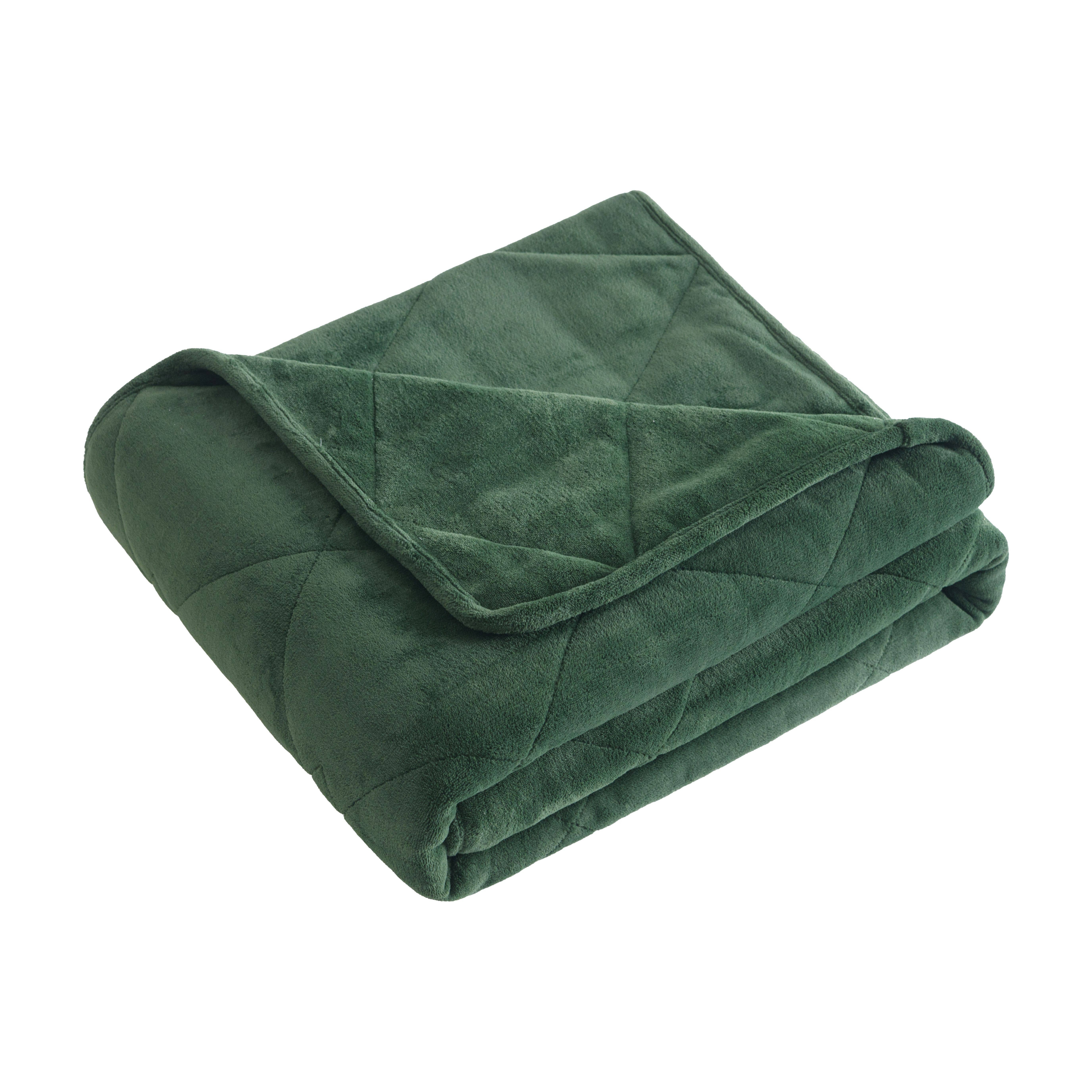HomeRoots - Vente Plaids - Couverture lestée en velours vert 60" x 80" de 18 livres1