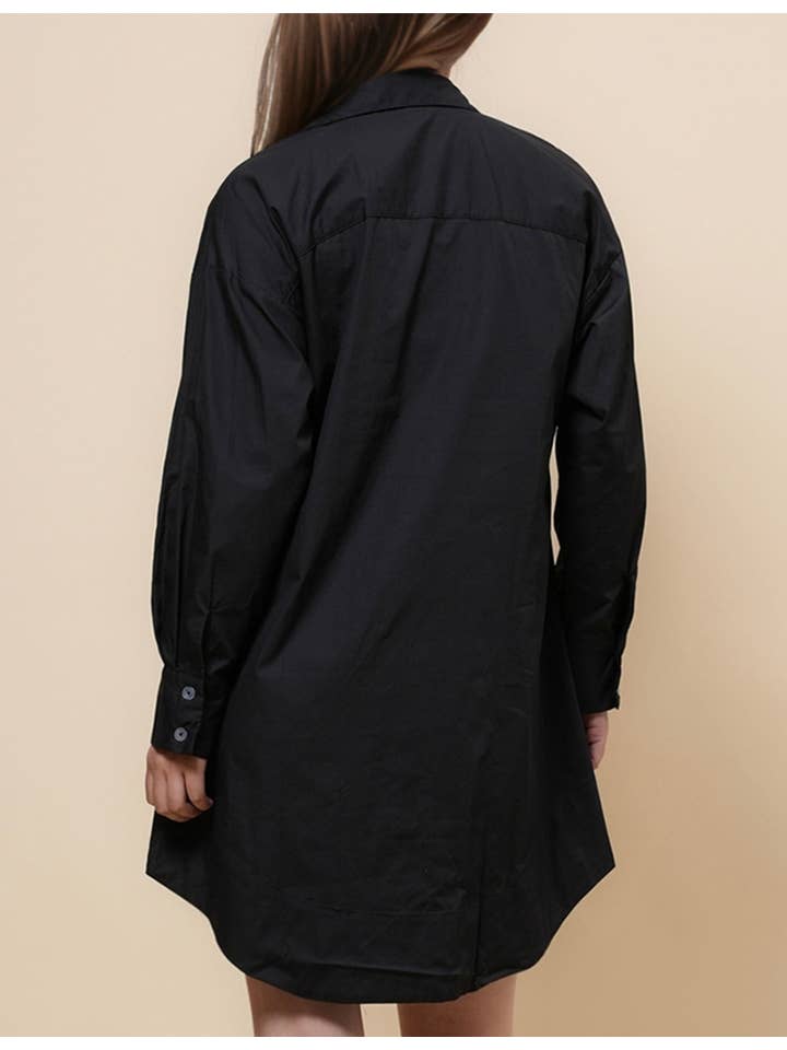 Sweetkama - Wholesale Dress – Women's - Ladies Turndown Collar Botton Down Mini Shirt Dress SKD48068