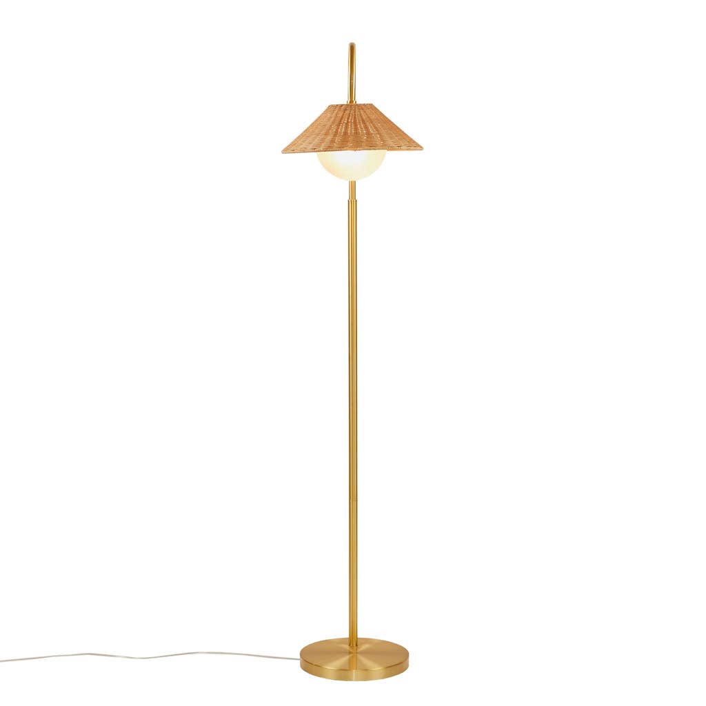 Olliix - Wholesale Floor Lamp - Rattan Weave Shade Floor Lamp, Gold/Natural4