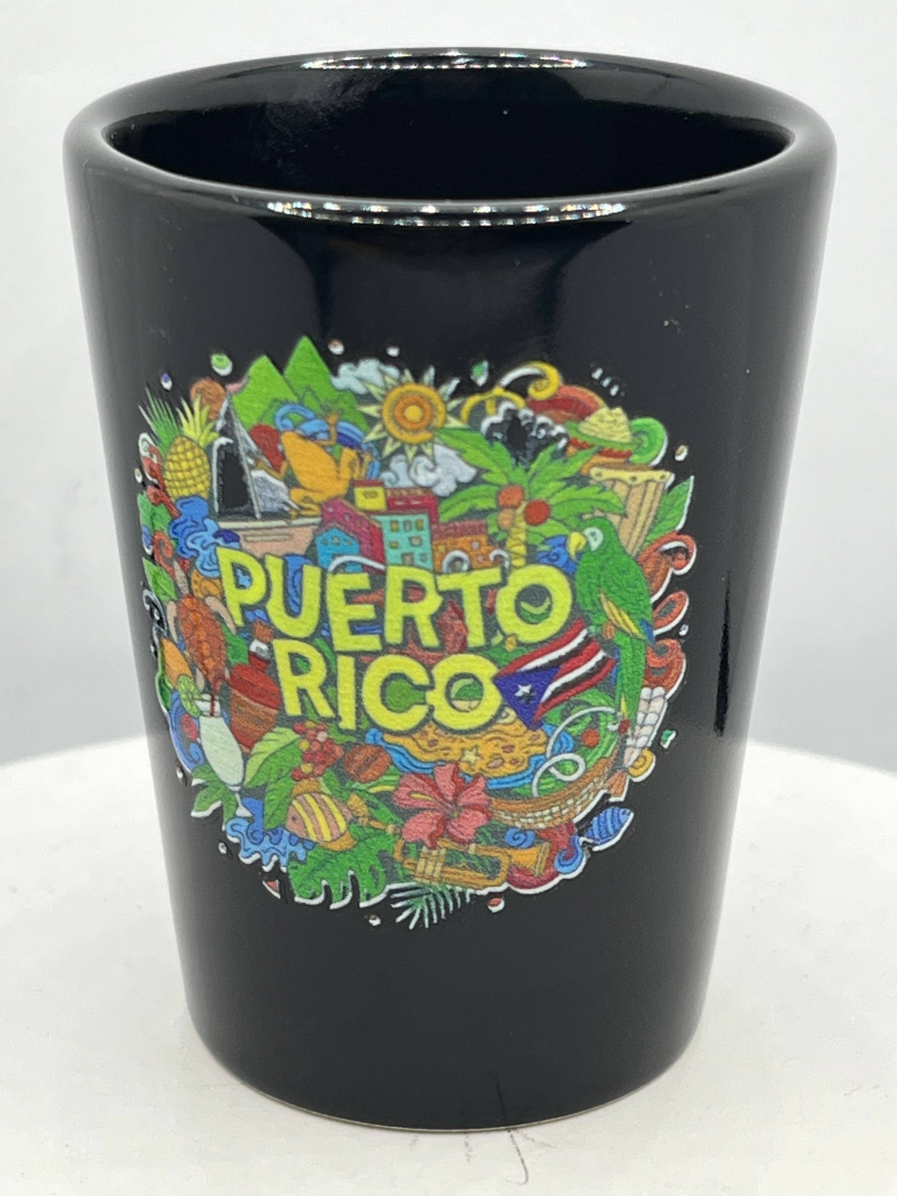 7 Star – wholesale Shotglas – Puerto Rico Design Svart Keramik Shotglas 6 cl1