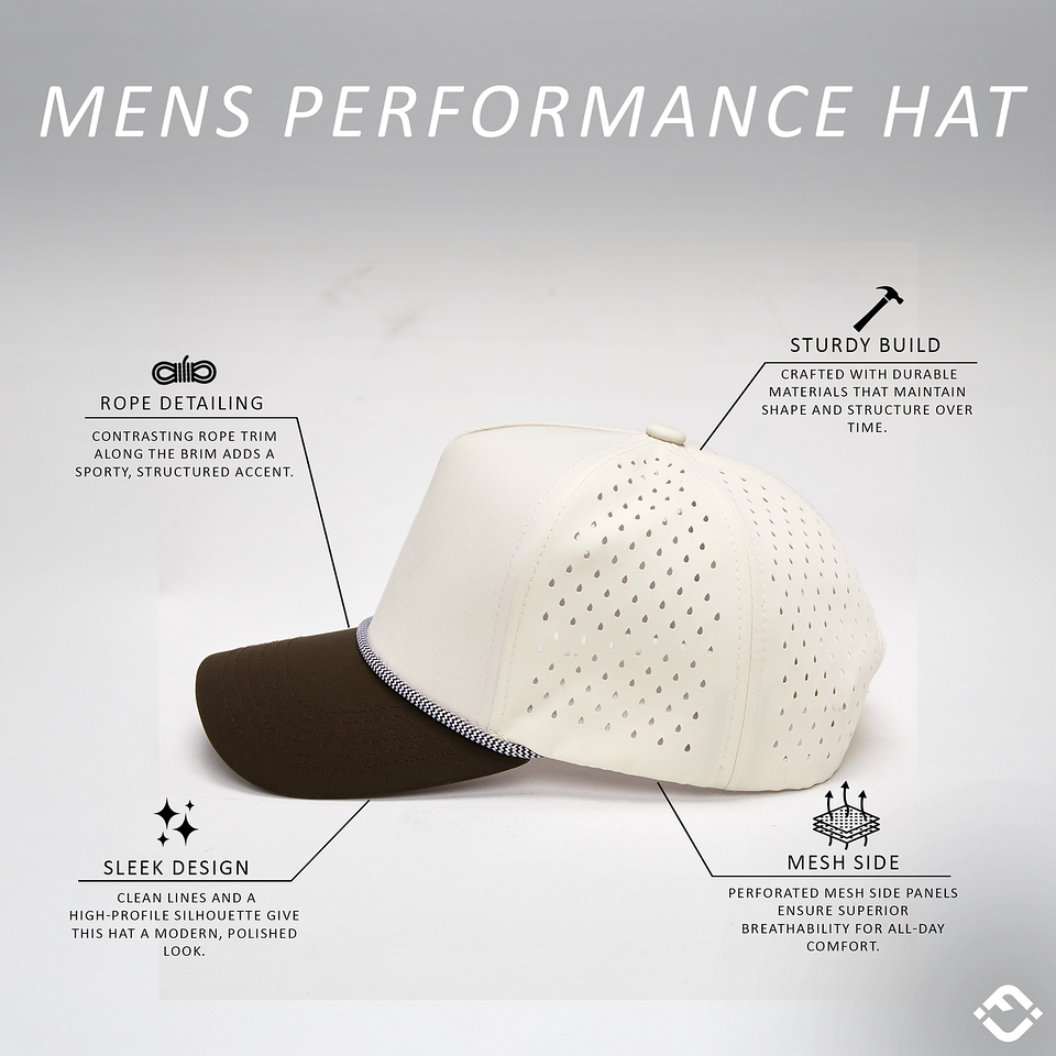 Funky Junque - Wholesale Baseball Cap - Unisex - Blank Laser Cut Golf Rope Cap - Brown/Beige1