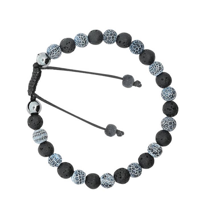 ADJUSTABLE MEN'S BRACELET WITH STONE BEADS - DS2424B534 for wholesale by AMORINO SRL