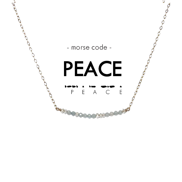 ETHICGOODS - Wholesale Pendant/Charm Necklace - Morse Code Dainty Stone Necklace // Peace0