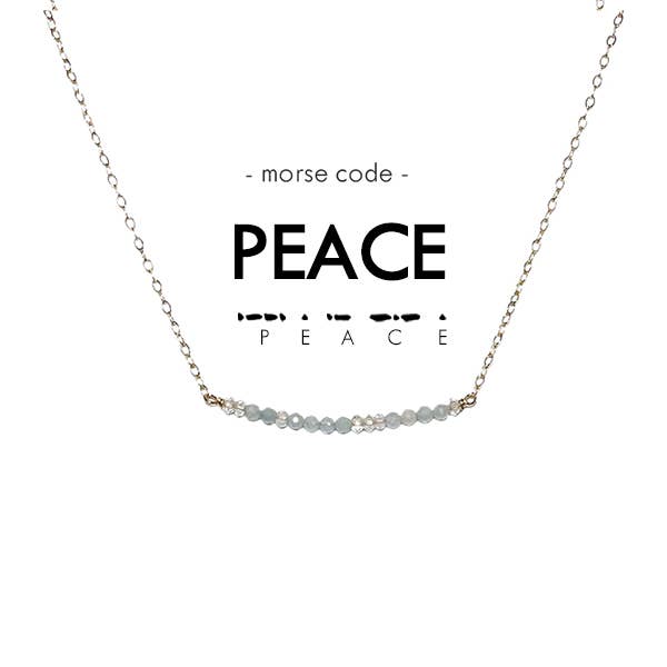 Morse Code Dainty Stone Necklace // Peace for wholesale by ETHICGOODS