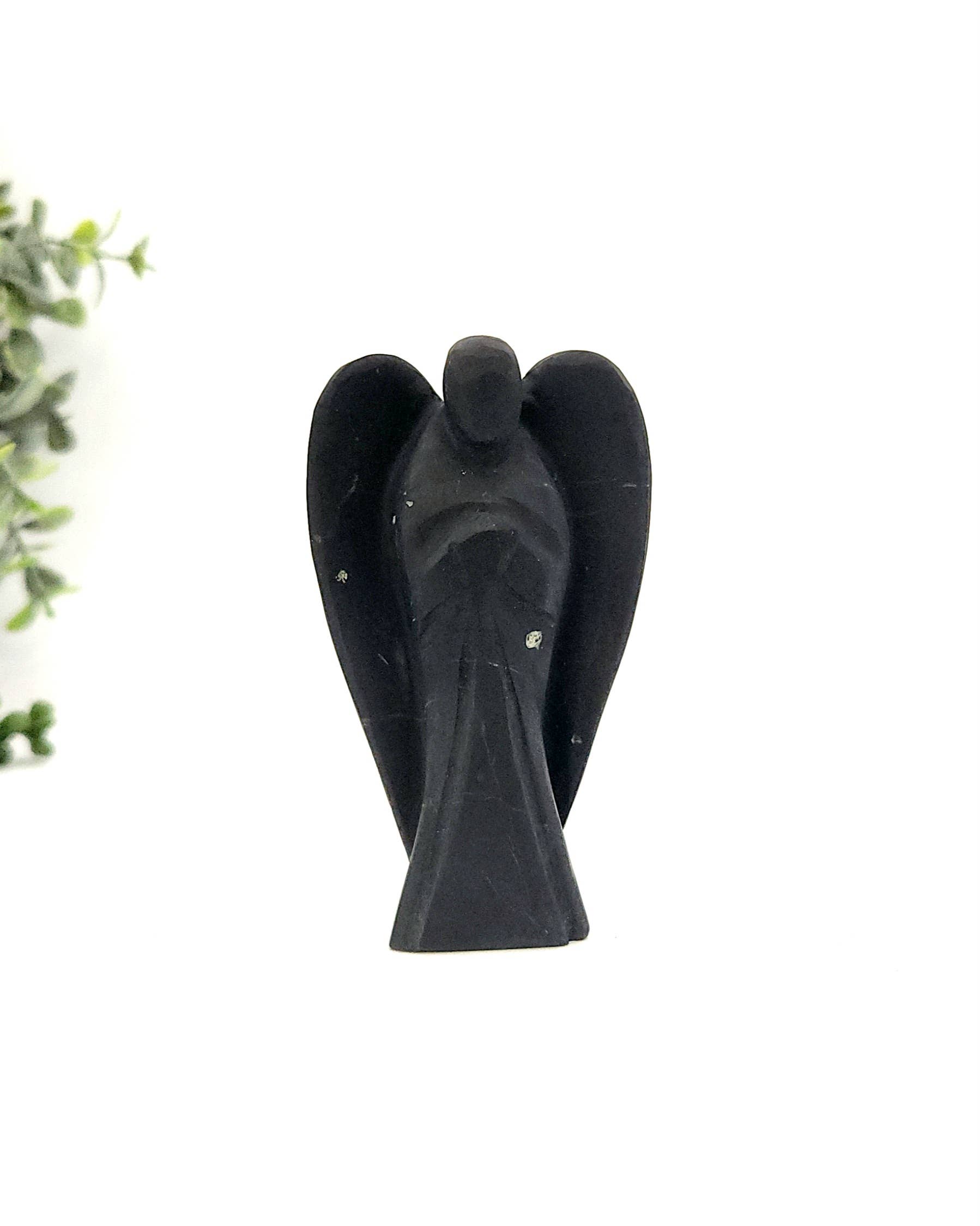 Meraki Gemstones – wholesale Decorative figurine – Shungite Hand Carved Gemstone Angel Figurine 2" Tall