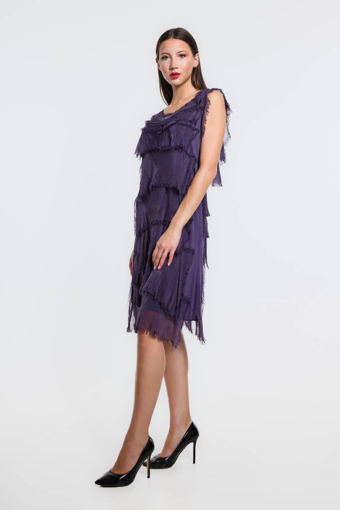 TINA Stephens Italy/Tees By Tina - Wholesale Dress - Women's - Mariana Silk Ruffle Dress (DT202)45