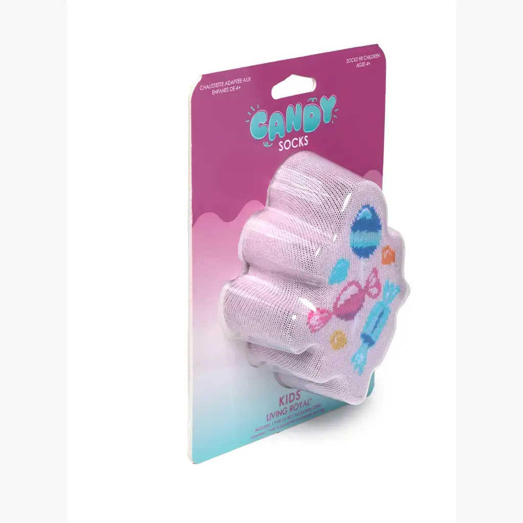 Living Royal - Wholesale Socks - Kids - 3D Packaged Crew Socks - Kids - Assorted Candy - Light Pink1