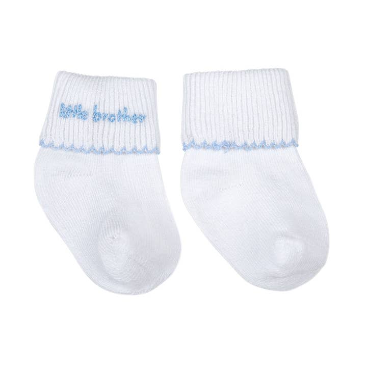 Chaussettes brodées Little Brother pour la vente par Magnolia Baby