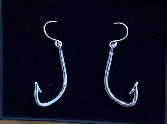 0011 PREMIERE - Wholesale Dangle Earrings - FR2561 Silver 3D Barbed Hook, Fishing Hook Metal Earrings1