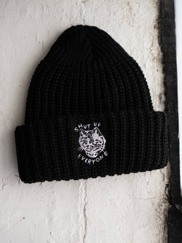 Shut Up Everyone Chunky Knit Beanie for wholesale by Stay Home Club