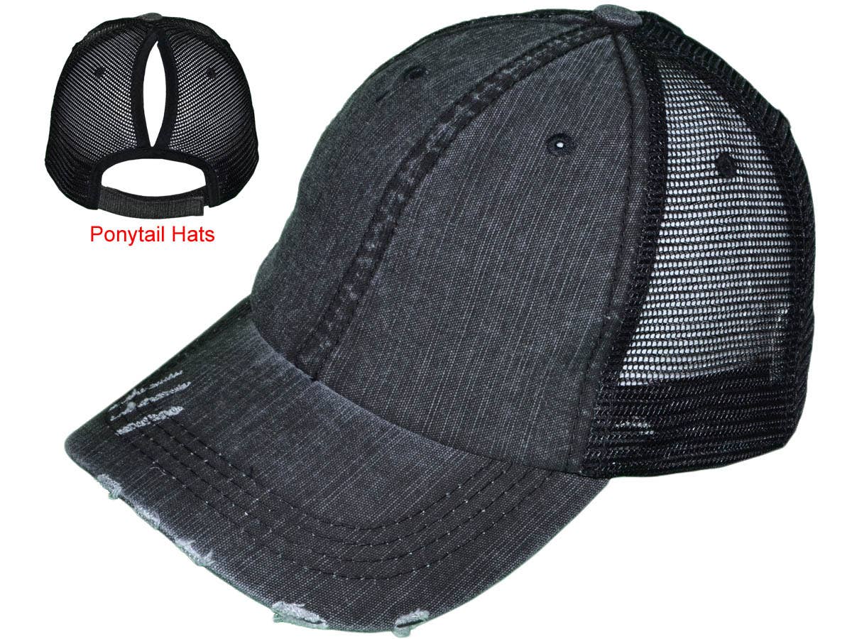 Buck Wholesale – wholesale Ponytail cap – Women’s – Ponytail Trucker Hats - Women Low Profile Vintage2