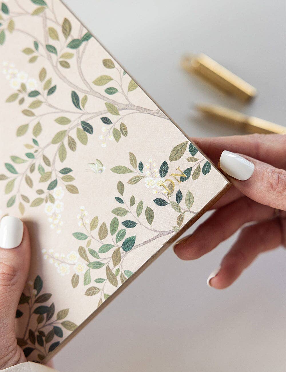 Bespoke Letterpress - Wholesale Notepad - White Blossoms Notepad Desktop Jotter4