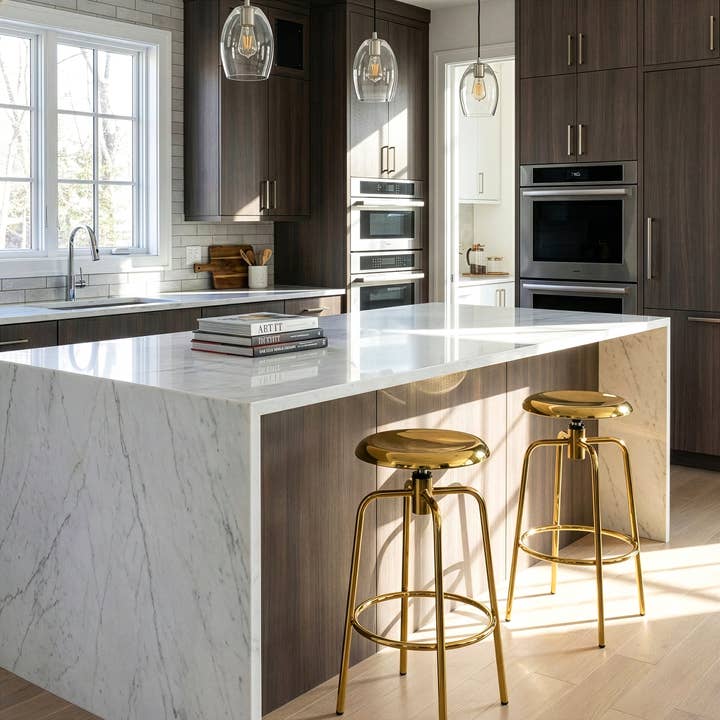 Glamour Home - Vente Tabouret - Ensemble de 2 tabourets de bar Ayala en chrome doré