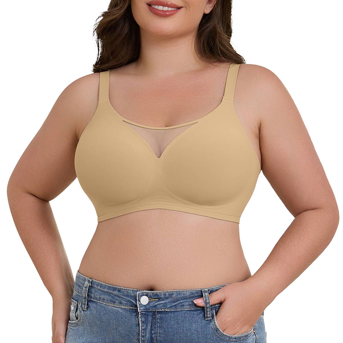 SHAPERX - Vente Soutien-gorge – femme - Soutien-gorge sans fil à mailles en V SHAPERX10