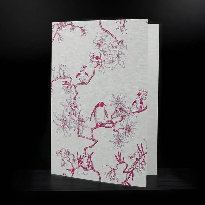 Magenta Double Pinguins Card for wholesale by Editions MaT
