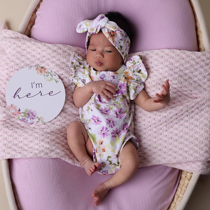 Isla Short Sleeve Organic Bodysuit with Frill for wholesale by Snuggle Hunny