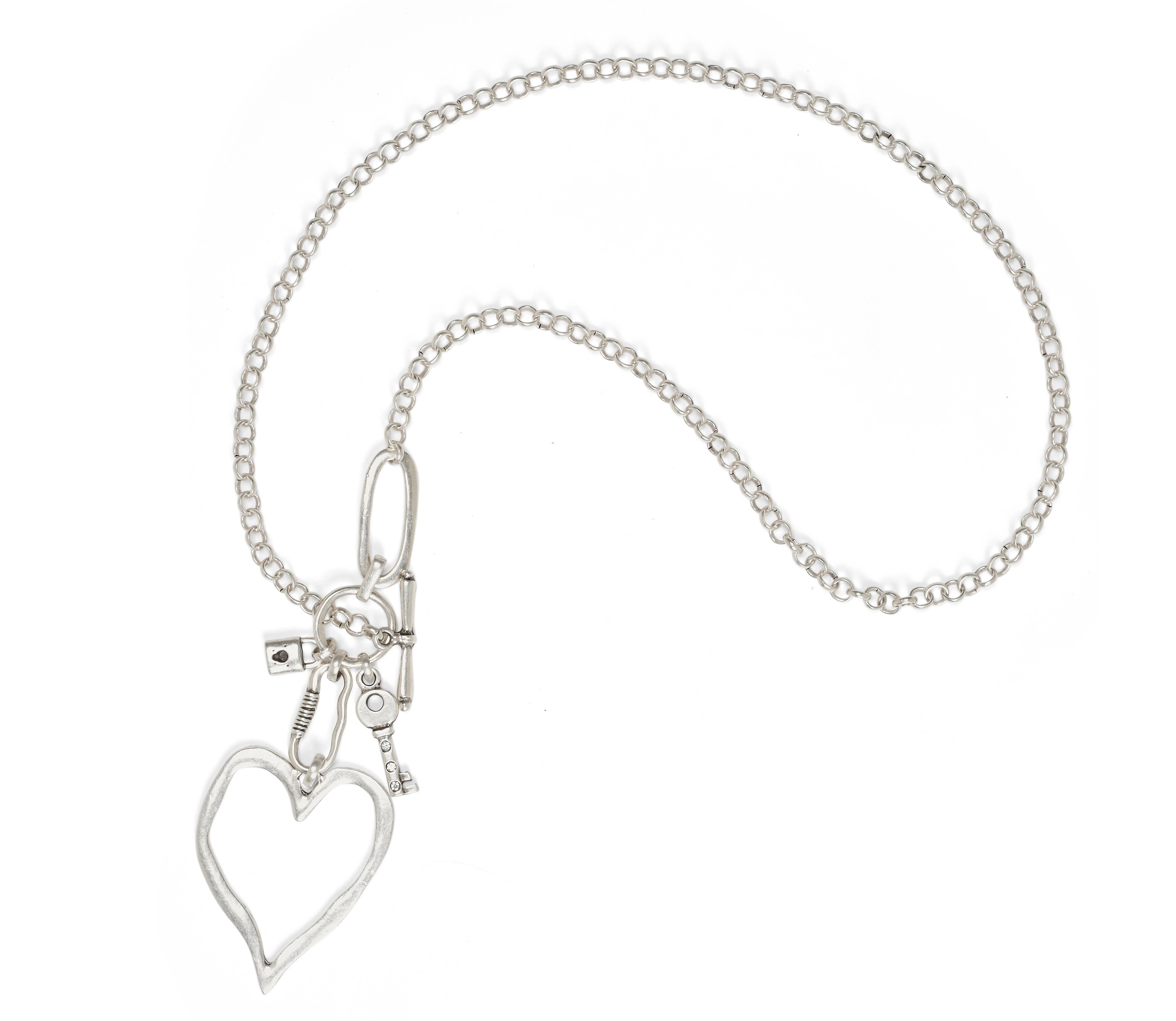 Chanour - Wholesale Pendant/Charm Necklace - Handmade Big Heart Pewter Necklace - NN35533