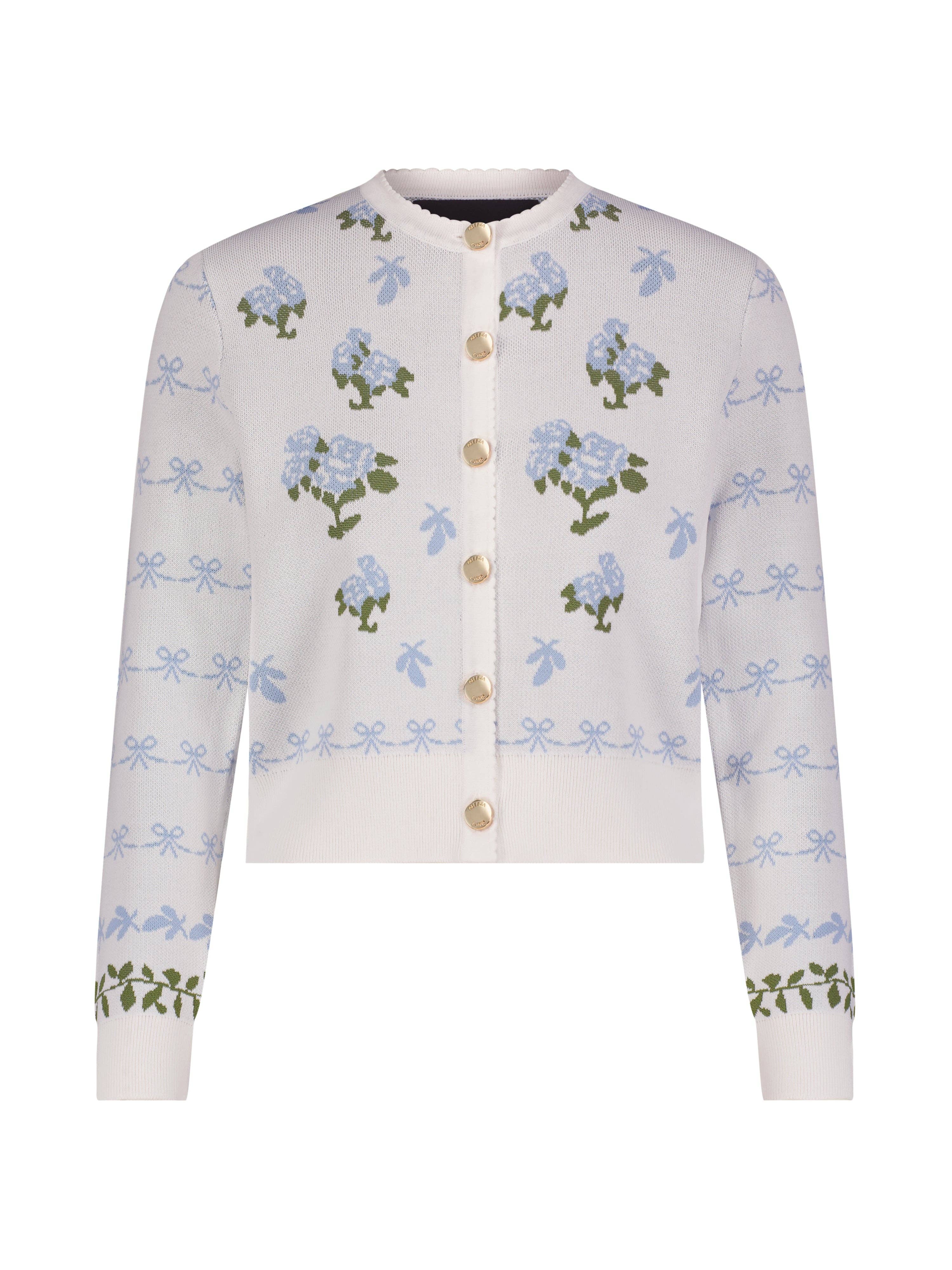 Aleeza Paris - Vendita all'ingrosso Cardigan - Donna - Cardigan in maglia con motivo floreale1