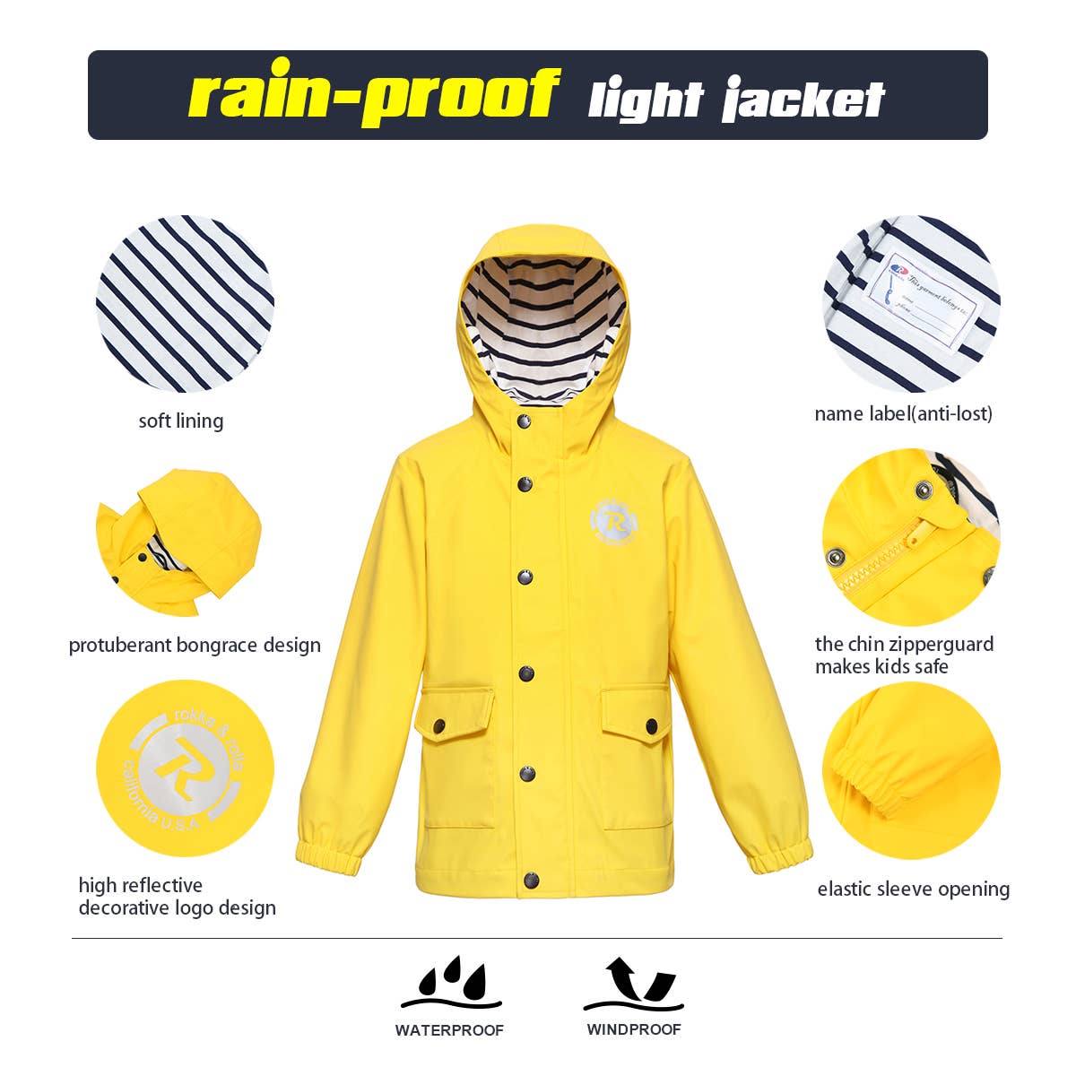 Rokka & Rolla - Wholesale Raincoat - Kids - Boys' Waterproof Rain Coats Rubberized Jackets9