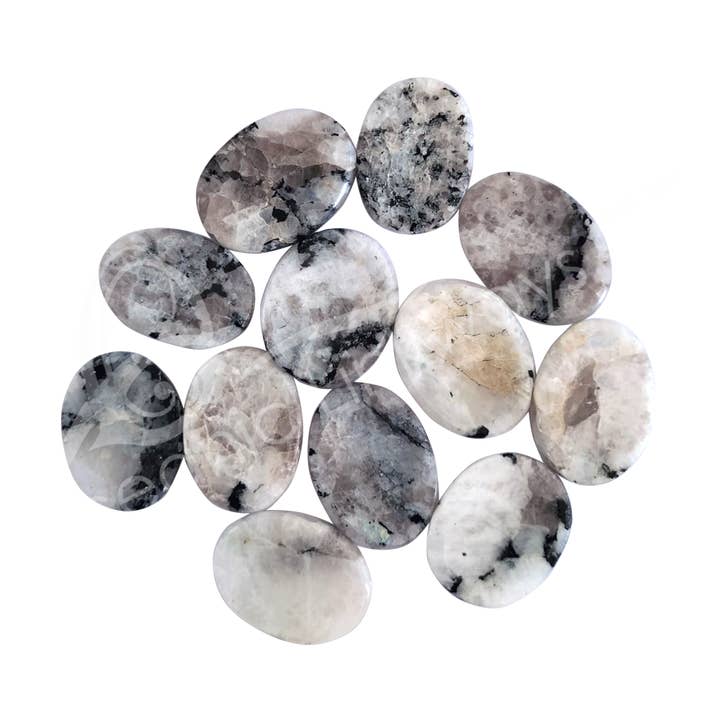 Oceanic Linkways Inc - Wholesale Spiritual Stone/Crystal - (DZ)WORRY STONES - MOONSTONE, RAINBOW B QUALITY (DZ) 1.5-1.7