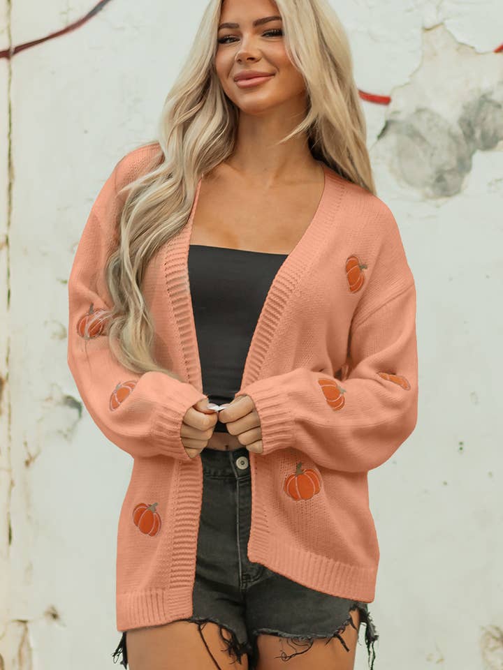 LALA LOO - Wholesale Cardigan - Women's - LALALOO Holiday Embroidered Open Front Midi Cardigan19