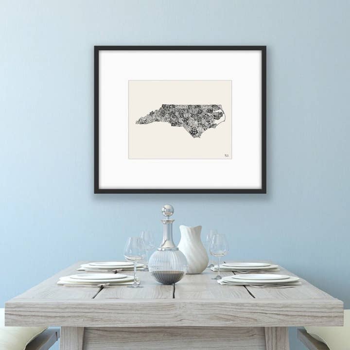 North Carolina Counties Print, North Carolina Home Decor for wholesale by Prints By Preetha