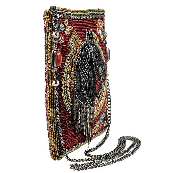 Mary Frances Accessories - Wholesale Crossbody Bag - Women's - Let's Gallop Beaded Black Horse Mini Crossbody Handbag