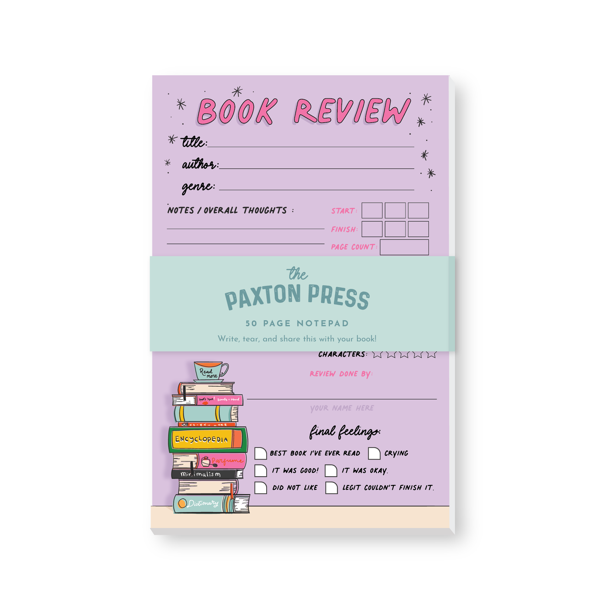 The Paxton Press - Wholesale Notepad - Book Review Notepad1