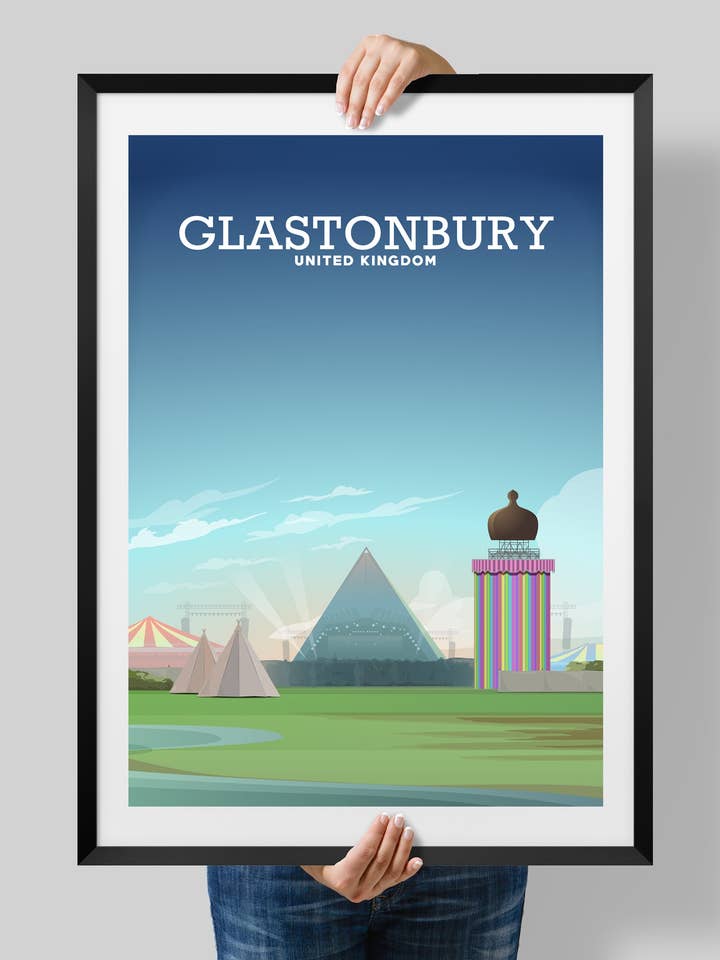 Impresión de Glastonbury, póster de Glastonbury, Festival de Glastonbury para venta al por mayor de Hillview Prints