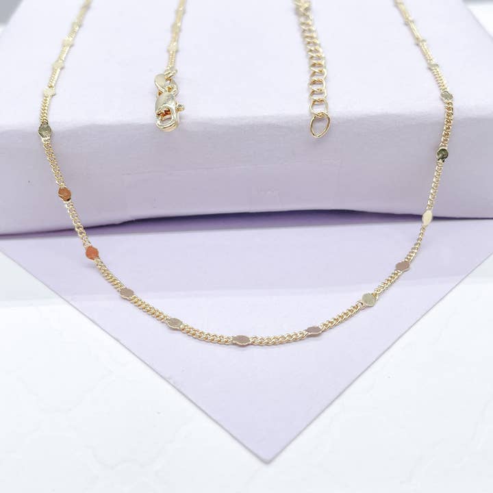 Milie - Wholesale Link & Chain Necklace - 18k Gold Filled Sequin Satellite Curb Chain Necklace3
