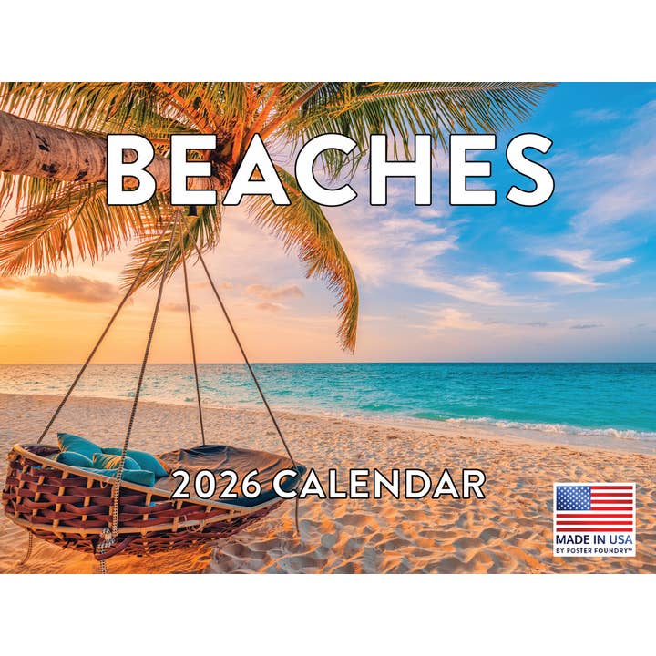Beach Calendar 2026 Tropical Beaches Ocean Island Monthly Wall Calender 12 Month | American Made In The USA for wholesale by 2026 Calendars