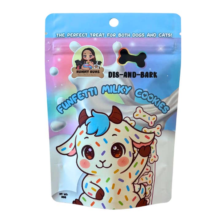 Funfetti Milky Cookies for wholesale by Nummy Nums Organic Pet Treats Kapolei LLC