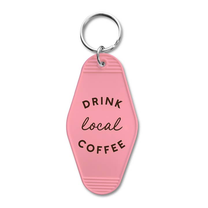 Drink Local Coffee Keychain for wholesale by Declaration & Co