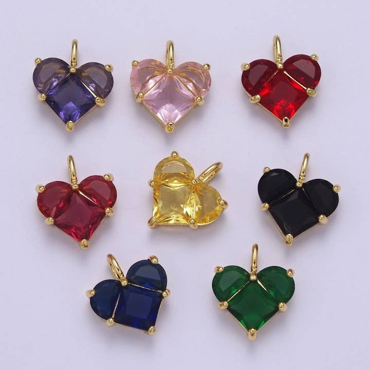 Fijn Hart Bedel CZ Hart Hanger voor Ketting Armband Oorbellen Bedel, Fijne Bedel Verguld Lood Nikkelvrij J-485 J-603 J-703 J-705 J-706 J-707 J-716 voor wholesale door Aim Eternal