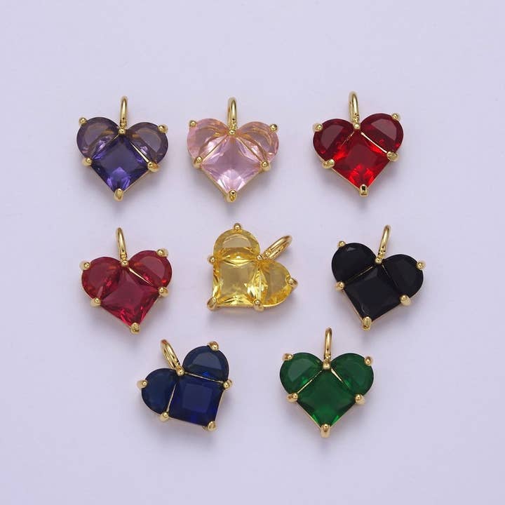 Dainty Heart Charm CZ Heart Pendant for Necklace Bracelet Earrings Charm, Dainty Charm Gold Plated Lead Nickel Free J-485 J-603 J-703 J-705 J-706 J-707 J-716 for wholesale by Aim Eternal