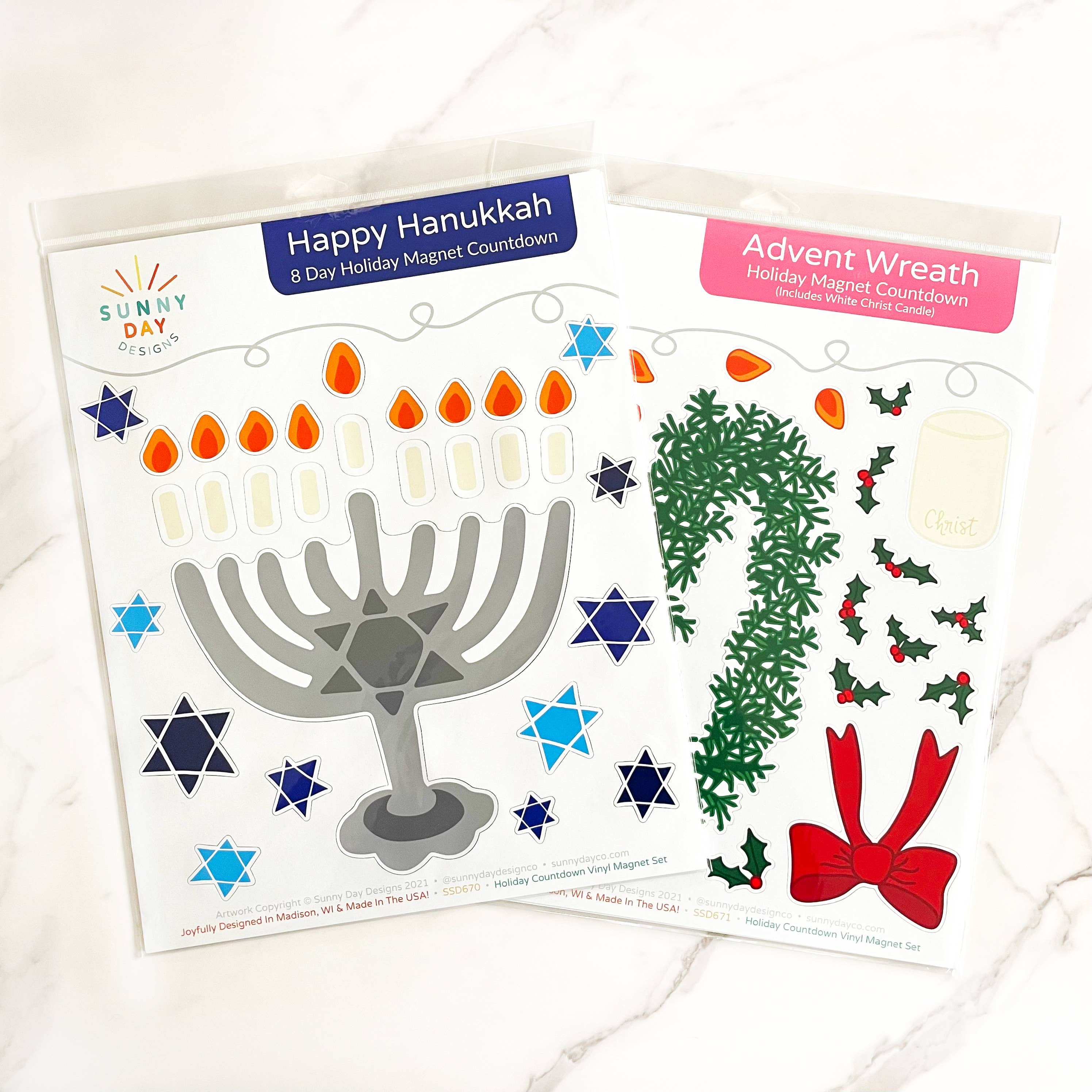 Sunny Day Designs - Wholesale Magnet - Happy Hanukkah Jewish Holiday Magnet Set Countdown Menorah4
