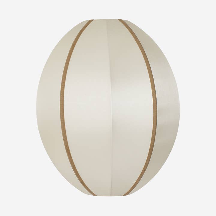 "Oval Small" Lampshade in Off-White Silk with Amber Ribbon for wholesale by Oi Soi Oi