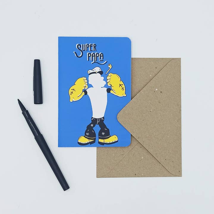 Super dad card. 10x15cm double card for wholesale by Dahu Edition