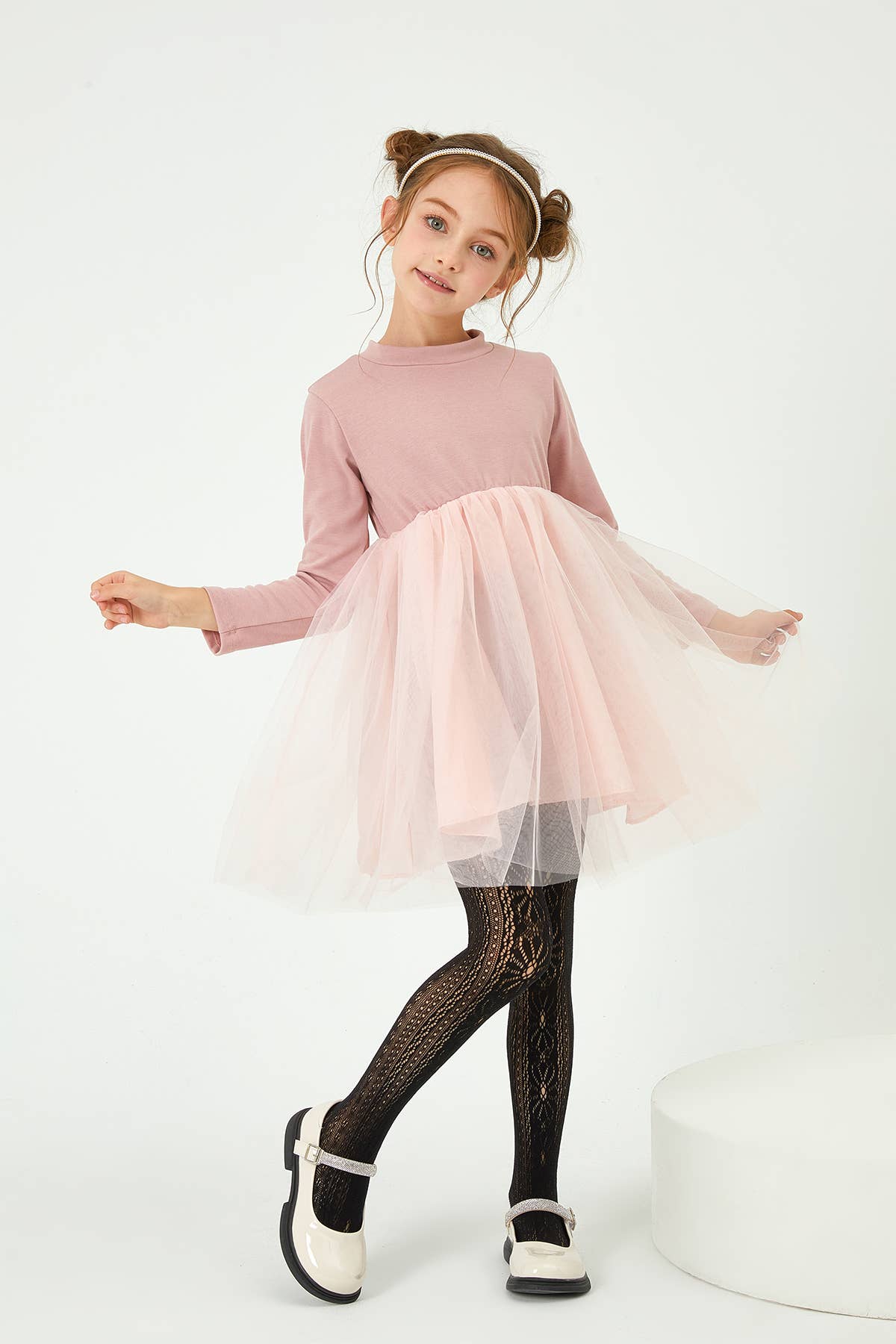Belle Com'Elle - Wholesale Tights - Kids - Children's Fishnet Tights with Daisy Pattern / EF2003