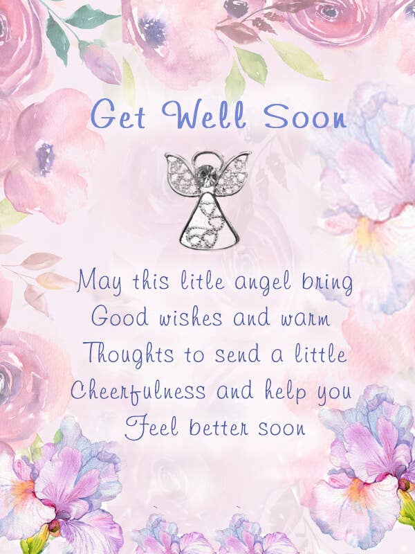 Get Well Soon: Card With Angel Pin for wholesale by Angel Sayings