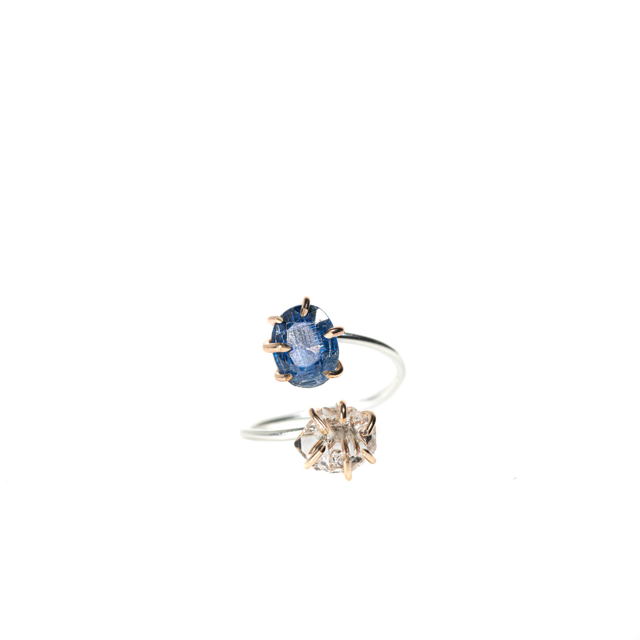 Made Designs - Wholesale Multi-Stone Ring - 14K Gold Filled  Herkimer Diamond and Kyanite Infinity Ring0