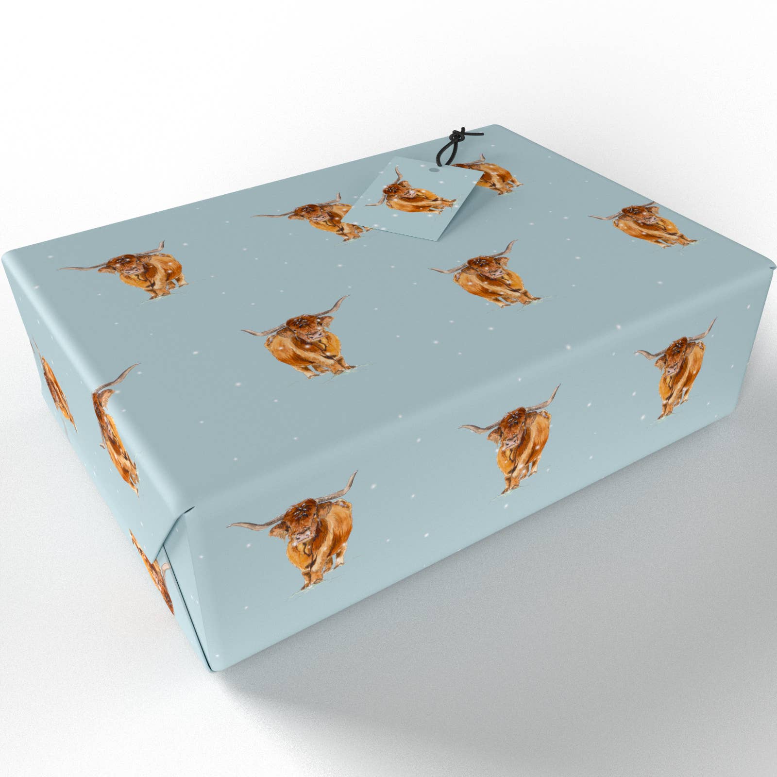 Re-wrapped - Vente Feuille de papier cadeau - Papier Cadeau Vaches Highland Hiver • Écologique1