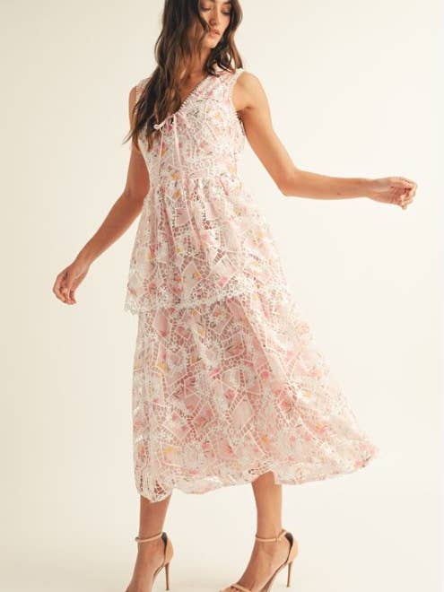 Crochet Lace Peplum Midi Dress for wholesale by JUST ME