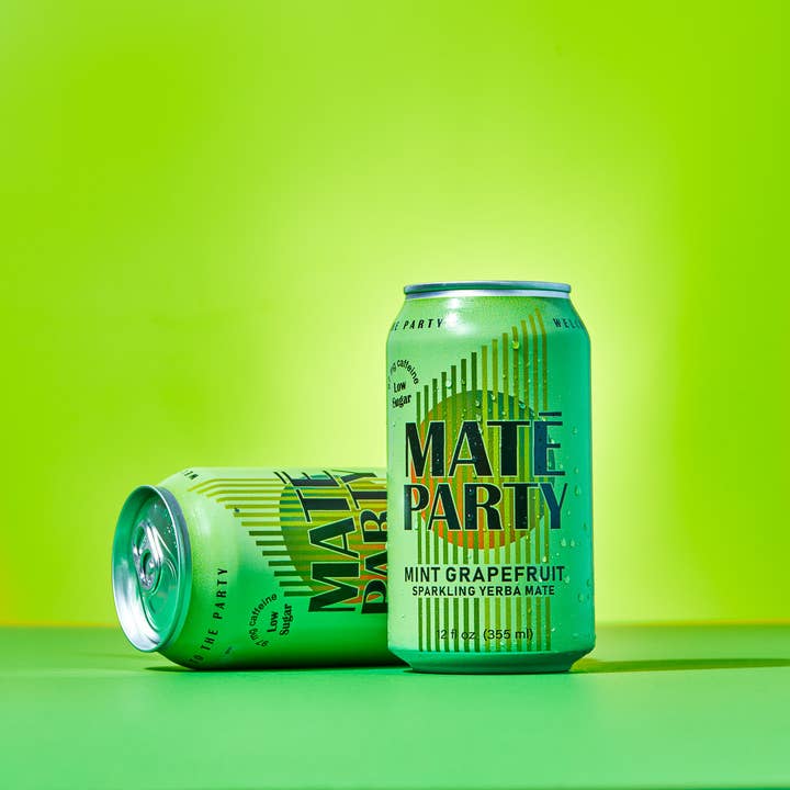 Maté Party - Wholesale Soda/Carbonated Drink - Yerba Mate - Mint Grapefruit, Sparkling (12oz can, 12 pack)1