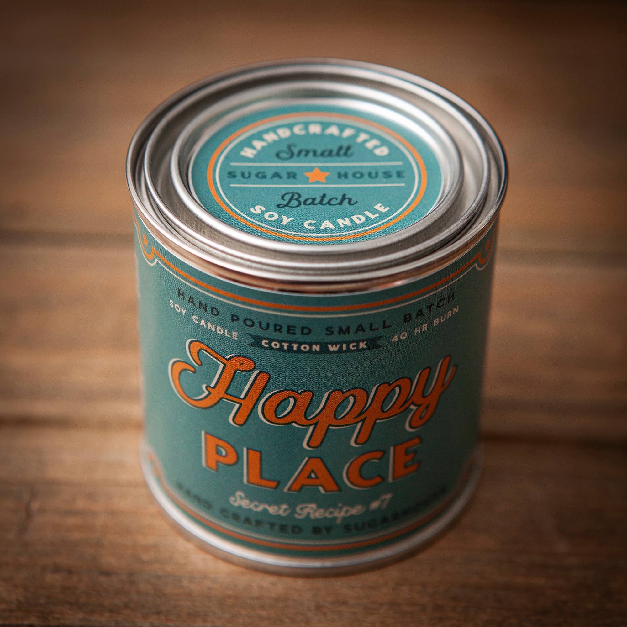 Sugarhouse Leather - Wholesale Novelty Candle - Happy Place Soy Paint Can Candle1